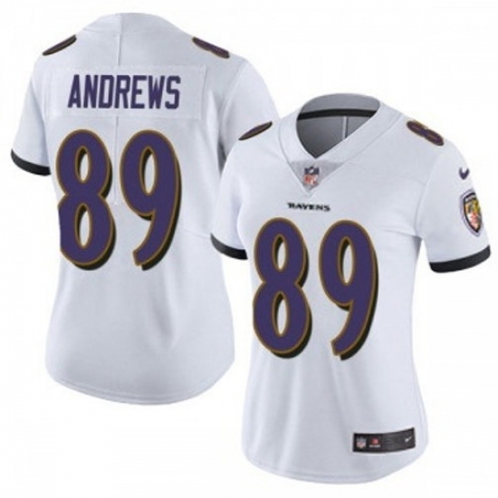 Women Baltimore Ravens #89 Mark Andrews White 2023 F U S E Vapor Jersey - Ujersey