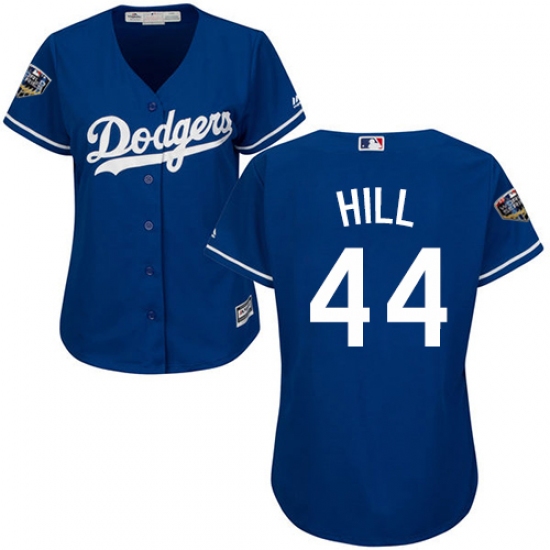 Women's Majestic Los Angeles Dodgers #44 Rich Hill Authentic Royal Blue Alternate Cool Base 2018 World Series MLB Jersey - Ujersey