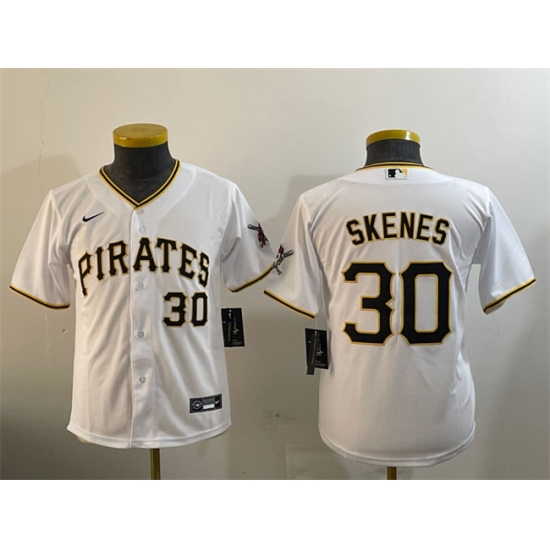 Youth Pittsburgh Pirates #30 Paul Skenes White With Cool Base Stitched Baseball Jersey - Ujersey