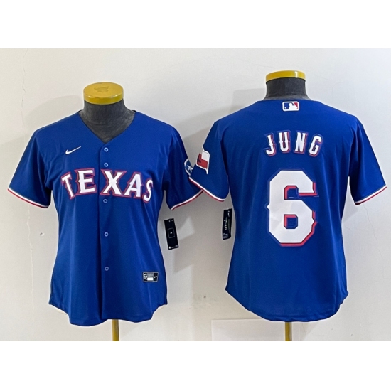 Women's Texas Rangers #6 Josh Jung Blue Stitched MLB Cool Base Nike Jersey - Ujersey