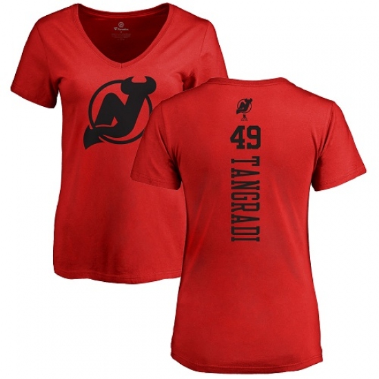 NHL Women's Adidas New Jersey Devils #49 Eric Tangradi Red One Color Backer T-Shirt - Ujersey