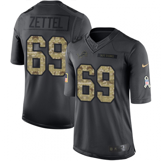 Youth Nike Detroit Lions #69 Anthony Zettel Limited Black 2016 Salute to Service NFL Jersey - Ujersey