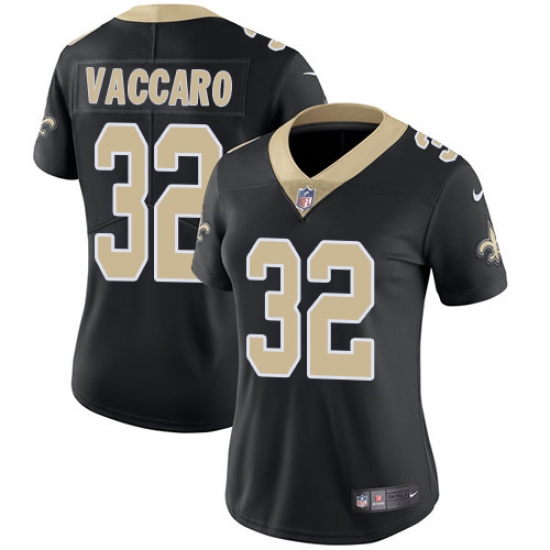 Women's Nike New Orleans Saints #32 Kenny Vaccaro Black Team Color Vapor Untouchable Limited Player NFL Jersey - Ujersey
