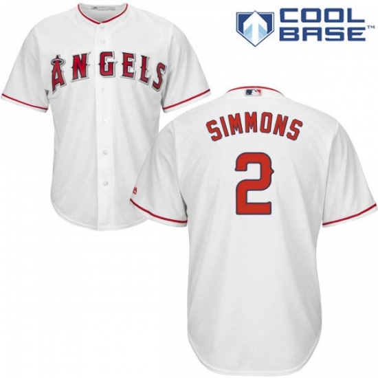 Youth Majestic Los Angeles Angels of Anaheim #2 Andrelton Simmons Authentic White Home Cool Base MLB Jersey - Ujersey