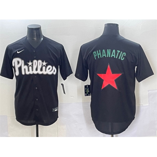 Men's Philadelphia Phillies Phanatic Black Lights Out Limited Stitched Baseball Jersey - Ujersey