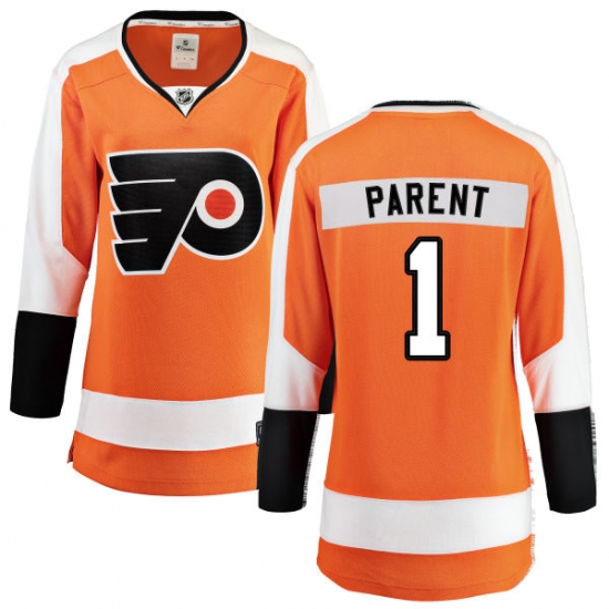 Women's Philadelphia Flyers #1 Bernie Parent Fanatics Branded Orange Home Breakaway NHL Jersey