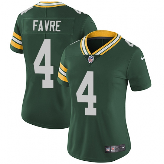 Women's Nike Green Bay Packers #4 Brett Favre Elite Green Team Color NFL Jersey - Ujersey
