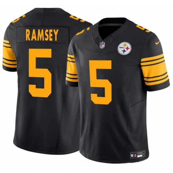 Youth Pittsburgh Steelers #5 Jalen Ramsey Black 2024 F.U.S.E. Color Rush Limited Football Stitched Jersey - Ujersey