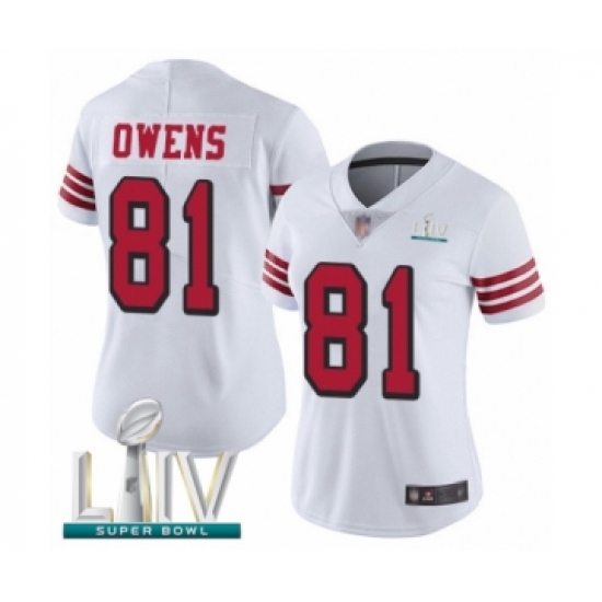 Women's San Francisco 49ers #81 Terrell Owens Limited White Rush Vapor Untouchable Super Bowl LIV Bound Football Jersey - Ujersey