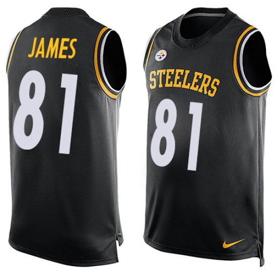 Men's Nike Pittsburgh Steelers #81 Jesse James Limited Black Player Name & Number Tank Top NFL Jersey - Ujersey