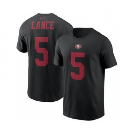 Men's San Francisco 49ers #5 Trey Lance 2021 Black Football Draft First Round Pick Player Name & Number T-Shirt - Ujersey NHL