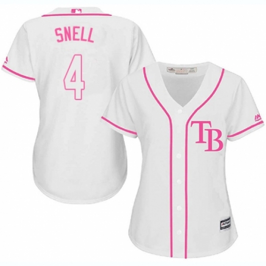 Women's Majestic Tampa Bay Rays #4 Blake Snell Replica White Fashion Cool Base MLB Jersey - Ujersey