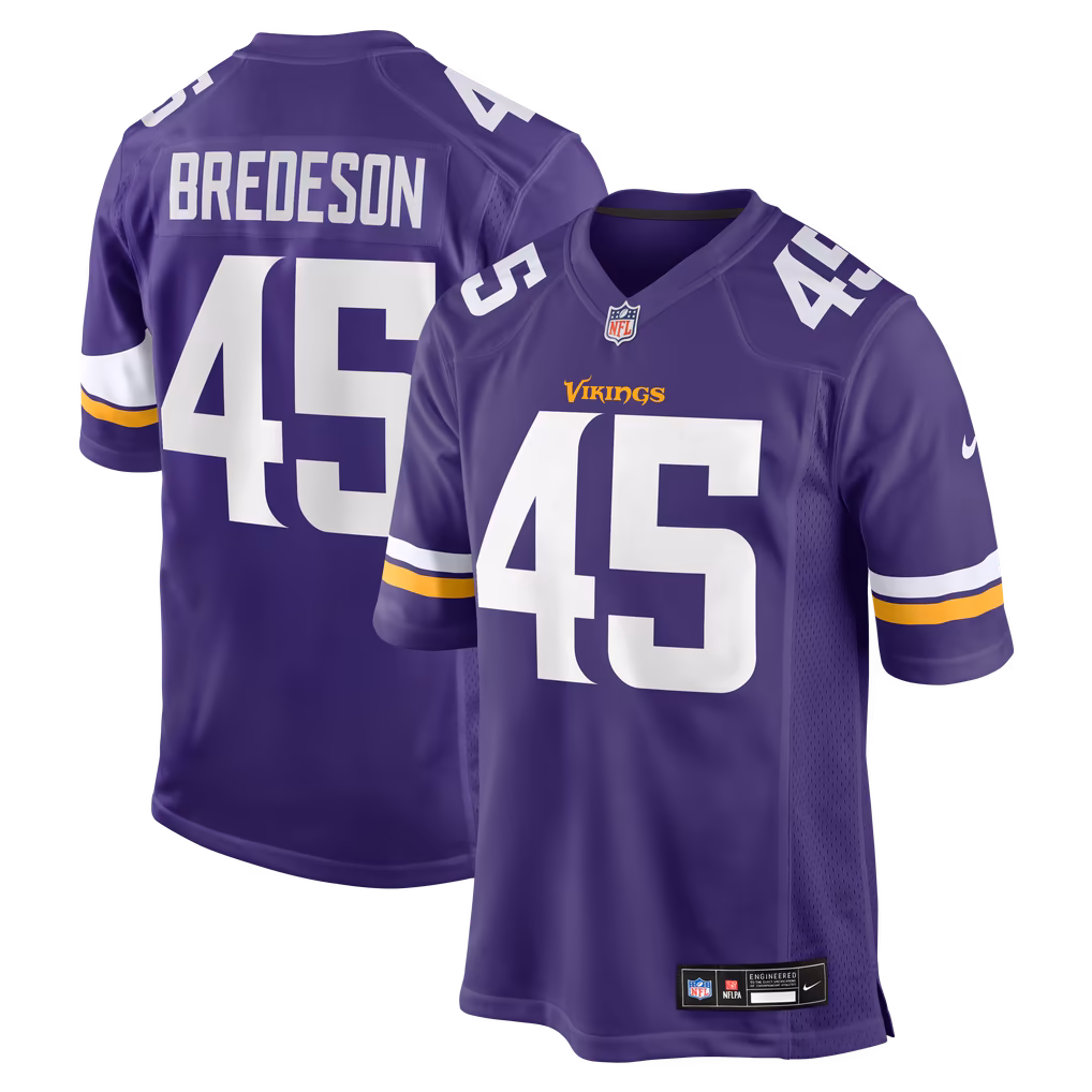 Men's Minnesota Vikings Max Bredeson Nike Purple Team Game Jersey - ujerseystore