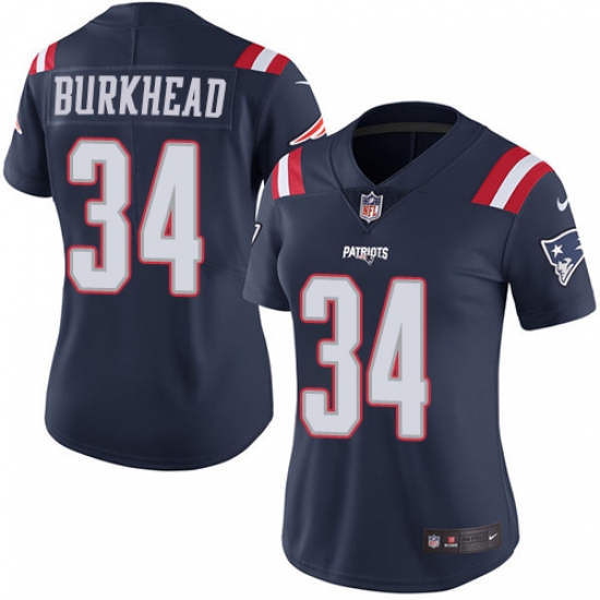 Women's Nike New England Patriots #34 Rex Burkhead Limited Navy Blue Rush Vapor Untouchable NFL Jersey - Ujersey