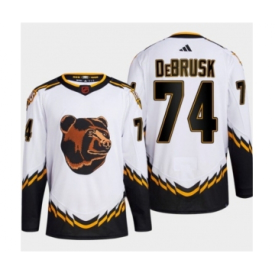 Men's Boston Bruins #74 Jake DeBrusk White 2022-23 Reverse Retro Stitched Jersey - Ujersey