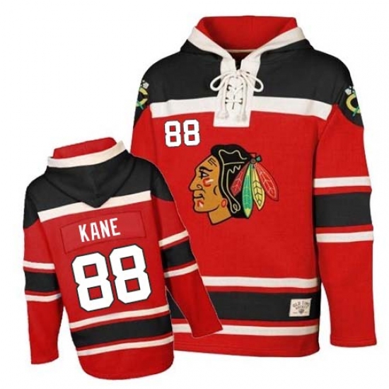 Men's Old Time Hockey Chicago Blackhawks #88 Patrick Kane Authentic Red Sawyer Hooded Sweatshirt NHL Jersey - Ujersey