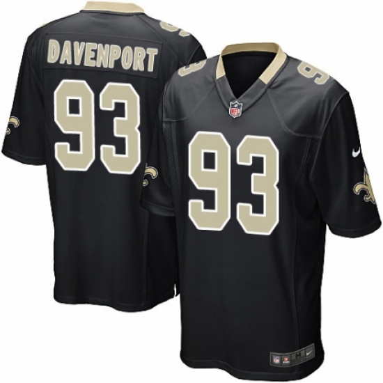 Men's Nike New Orleans Saints #93 Marcus Davenport Game Black Team Color NFL Jersey - Ujersey