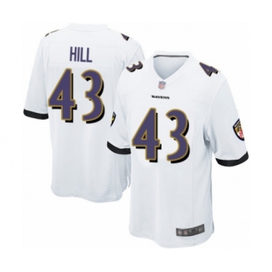 Men's Baltimore Ravens #43 Justice Hill Game White Football Jersey - Ujersey