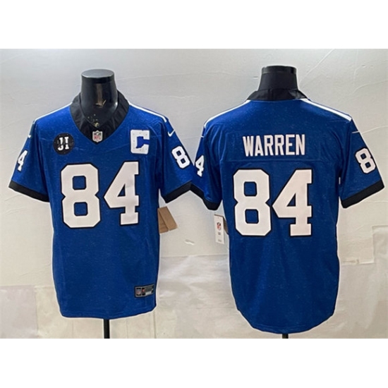 Men's Indianapolis Colts #84 Tyler Warren Blue 2025 F.U.S.E. Jim Irsay Throwback Vapor Limited Football Stitched Jersey - Ujersey