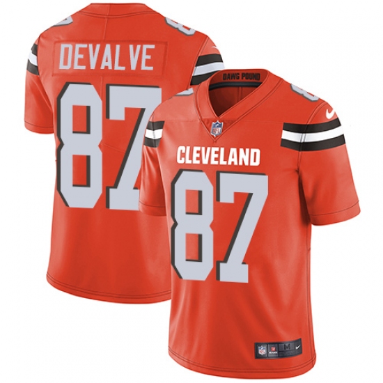 Men's Nike Cleveland Browns #87 Seth DeValve Orange Alternate Vapor Untouchable Limited Player NFL Jersey - Ujersey