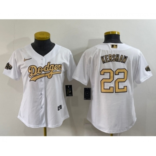 Women's Los Angeles Dodgers #22 Clayton Kershaw White 2022 All Star Stitched Cool Base Nike Jersey - Ujersey