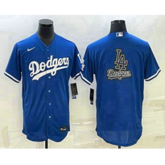 Men's Los Angeles Dodgers Big Logo Blue Flex Base Stitched Baseball Jersey - Ujersey