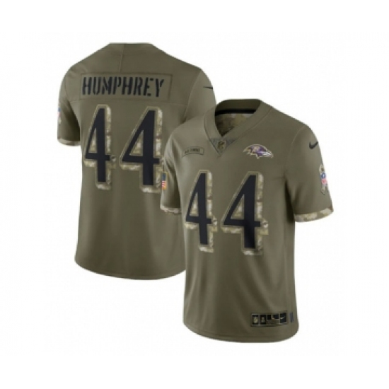 Men's Baltimore Ravens #44 Marlon Humphrey 2022 Olive Salute To Service Limited Stitched Jersey - Ujersey