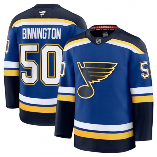 Men's St. Louis Blues #50 Jordan Binnington Blue 2024-25 Home Stitched Hockey Jersey - Ujersey