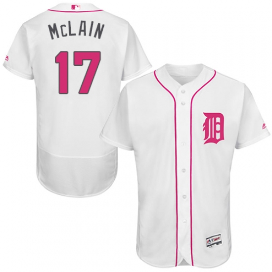 Men's Majestic Detroit Tigers #17 Denny McLain Authentic White 2016 Mother's Day Fashion Flex Base MLB Jersey - Ujersey