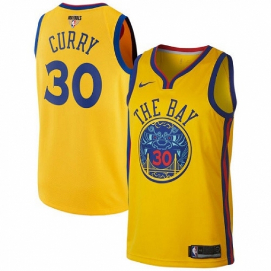 Men's Nike Golden State Warriors #30 Stephen Curry Swingman Gold 2018 NBA Finals Bound NBA Jersey - City Edition - Ujersey