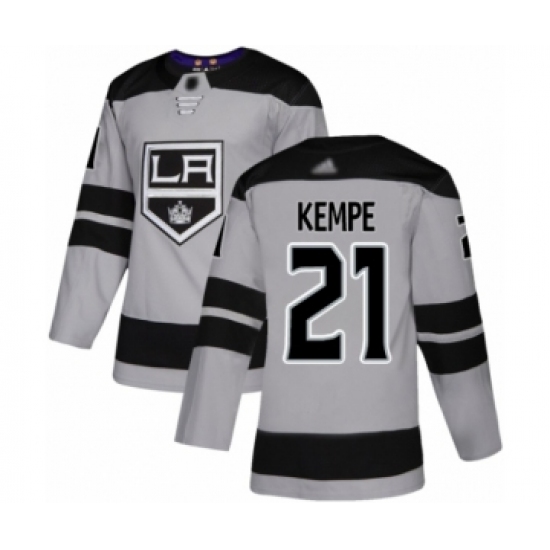Men's Los Angeles Kings #21 Mario Kempe Authentic Gray Alternate Hockey Jersey - Ujersey
