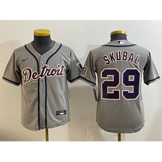 Youth Detroit Tigers #29 Tarik Skubal Gray Cool Base Stitched Baseball Jersey - Ujersey