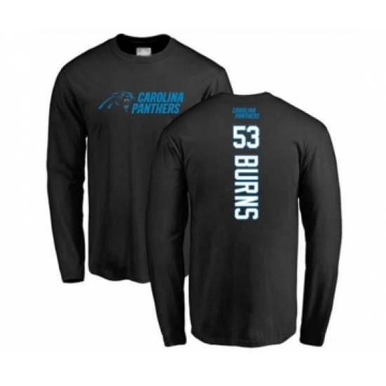 Football Carolina Panthers #53 Brian Burns Black Backer Long Sleeve T-Shirt - Ujersey