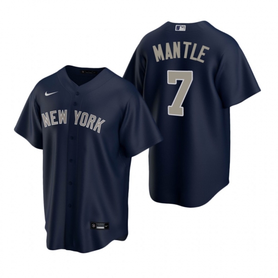 Men's Nike New York Yankees #7 Mickey Mantle Navy Alternate Stitched Baseball Jersey - Ujersey