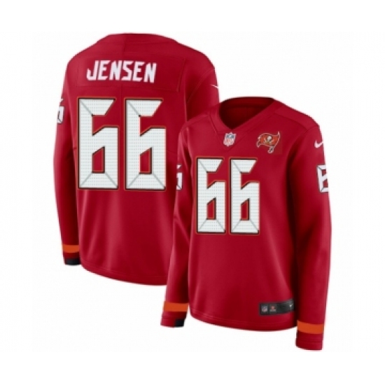 Women's Nike Tampa Bay Buccaneers #66 Ryan Jensen Limited Red Therma Long Sleeve NFL Jersey - Ujersey
