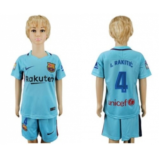 Barcelona #4 I.Rakitic Away Kid Soccer Club Jersey