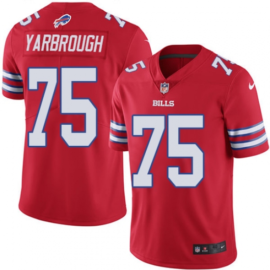 Men's Nike Buffalo Bills #75 Eddie Yarbrough Elite Red Rush Vapor Untouchable NFL Jersey - Ujersey
