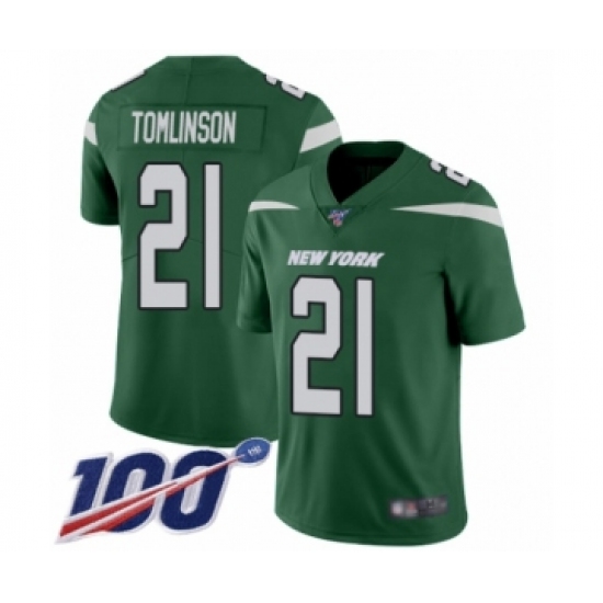 Men's New York Jets #21 LaDainian Tomlinson Green Team Color Vapor Untouchable Limited Player 100th Season Football Jersey - Ujersey