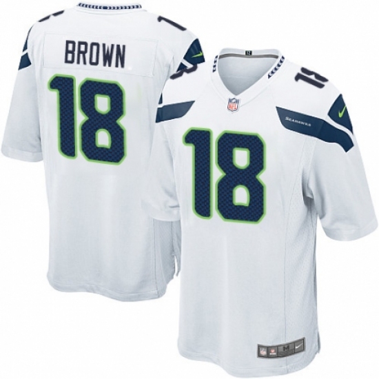 Men's Nike Seattle Seahawks #18 Jaron Brown Game White NFL Jersey - Ujersey