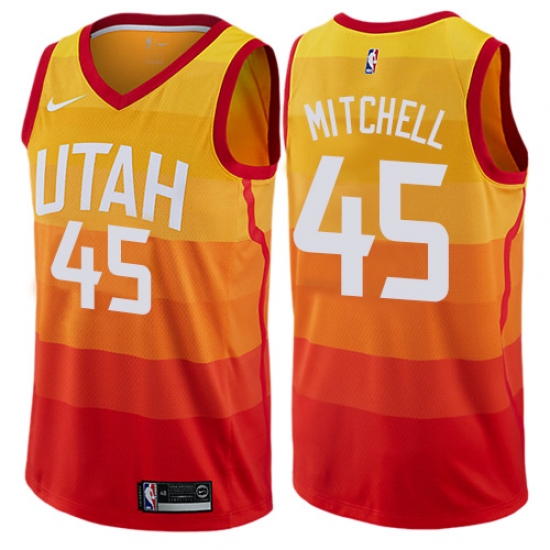 Men's Nike Utah Jazz #45 Donovan Mitchell Swingman Orange NBA Jersey - City Edition - Ujersey