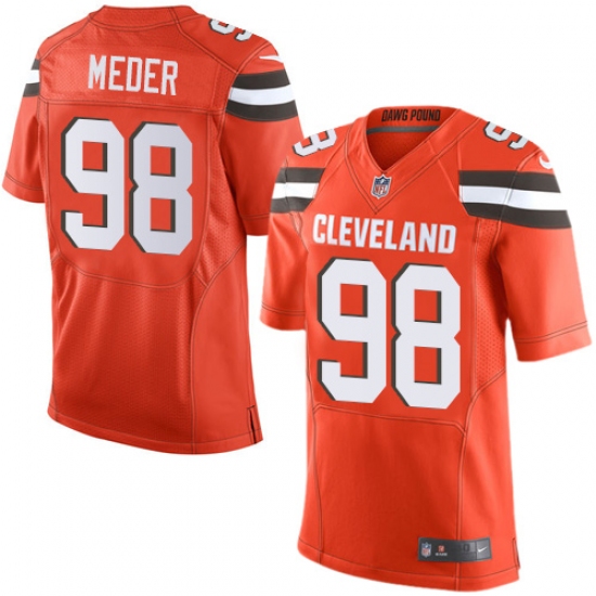 Men's Nike Cleveland Browns #98 Jamie Meder Elite Orange Alternate NFL Jersey - Ujersey