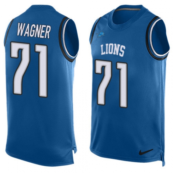 Men's Nike Detroit Lions #71 Ricky Wagner Limited Light Blue Player Name & Number Tank Top NFL Jersey - Ujersey