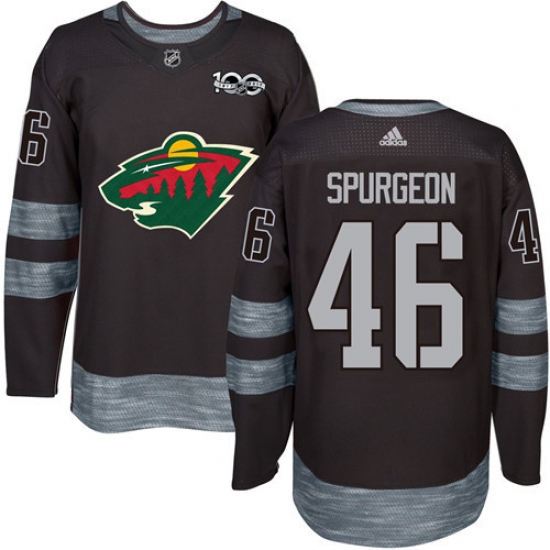Men's Adidas Minnesota Wild #46 Jared Spurgeon Authentic Black 1917-2017 100th Anniversary NHL Jersey - Ujersey