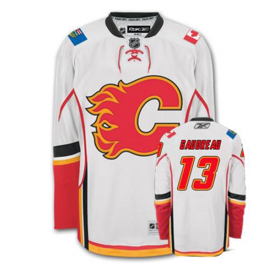Men's Reebok Calgary Flames #13 Johnny Gaudreau Authentic White Away NHL Jersey - Ujersey