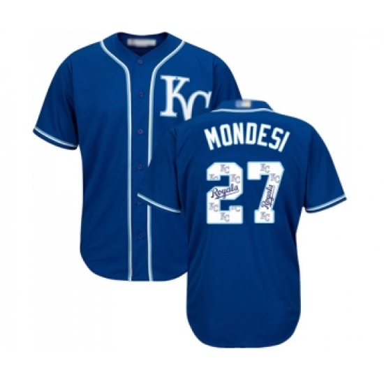 Men's Kansas City Royals #27 Raul Mondesi Blue Authentic Blue Team Logo Fashion Cool Base Baseball Jersey - Ujersey