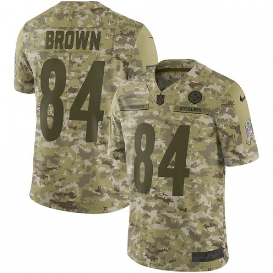 Youth Nike Pittsburgh Steelers #84 Antonio Brown Limited Camo 2018 Salute to Service NFL Jersey - Ujersey