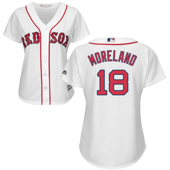 Women's Majestic Boston Red Sox #18 Mitch Moreland Authentic White Home MLB Jersey - Ujersey