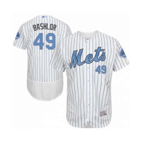 Men's New York Mets #49 Tyler Bashlor Authentic White 2016 Father's Day Fashion Flex Base Baseball Player Jersey