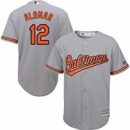 Youth Majestic Baltimore Orioles #12 Roberto Alomar Replica Grey Road Cool Base MLB Jersey - Ujersey