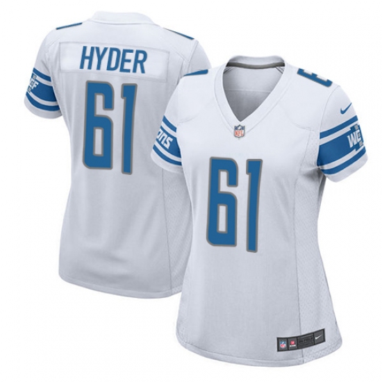 Women's Nike Detroit Lions #61 Kerry Hyder Game White NFL Jersey - Ujersey